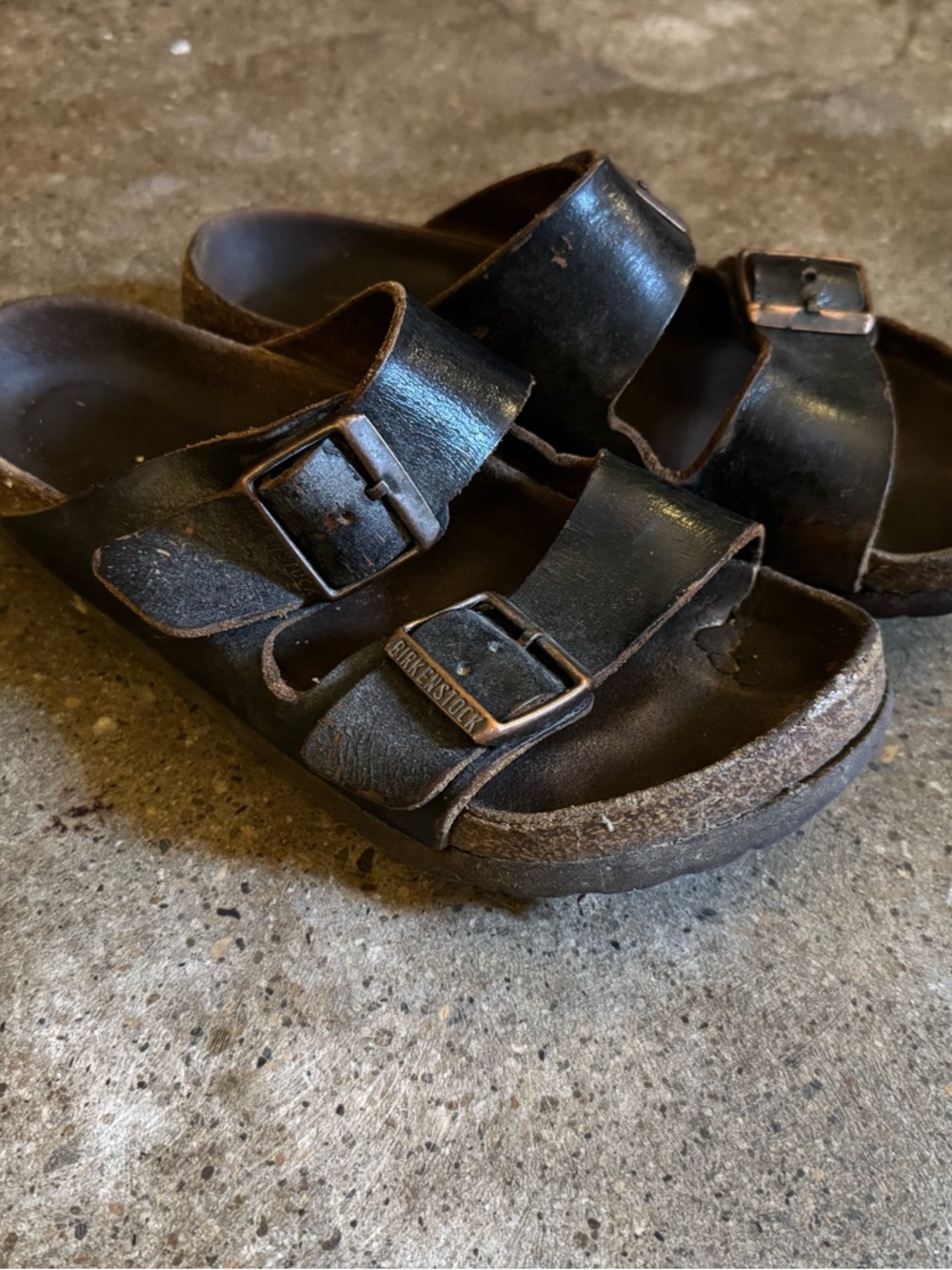 Birkenstock Black Two-Strap Leather Sandals with Buckles